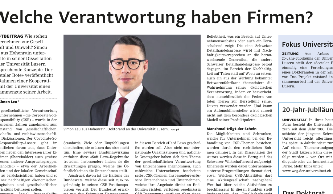 Beitrag zu meinem Dissertationsprojekt im Seetaler Boten